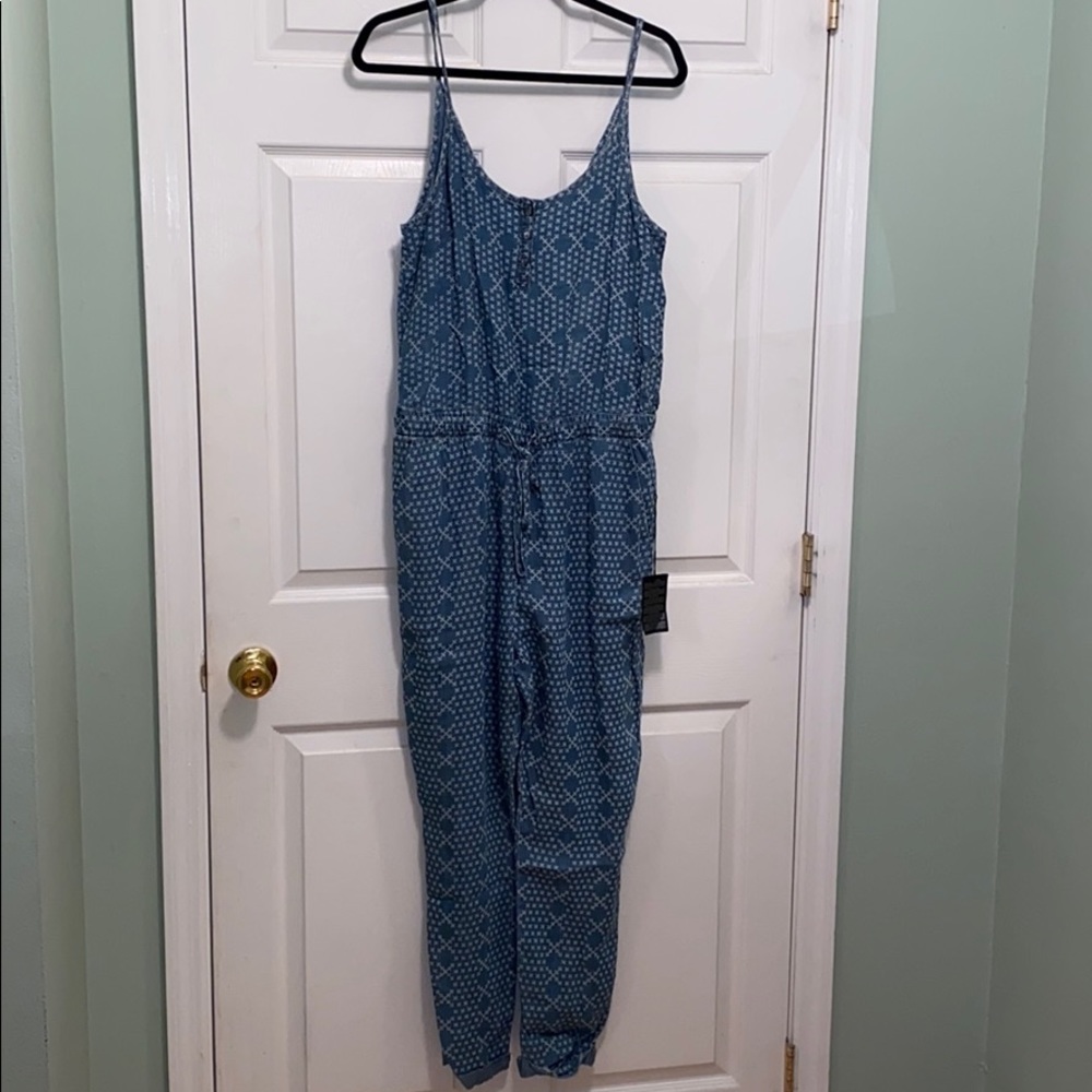 Blue denim Jumpsuit with white print design